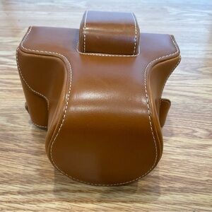 Men's Leather Camera Bag in Brown